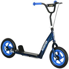 Qaba Kids Scooter with Adjustable Handlebar, Kids Kick Scooter with Non-slip Footplate, Rear Brake, 12" EVA Wheels, Blue