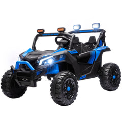 Qaba 24V 2 Seater Ride On Truck Car for Big Kids with Remote Control, Dual Motors, 4-Wheel Suspension for Ages 3-8, Blue