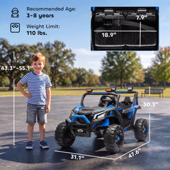 Qaba 24V 2 Seater Ride On Truck Car for Big Kids with Remote Control, Dual Motors, 4-Wheel Suspension for Ages 3-8, Blue