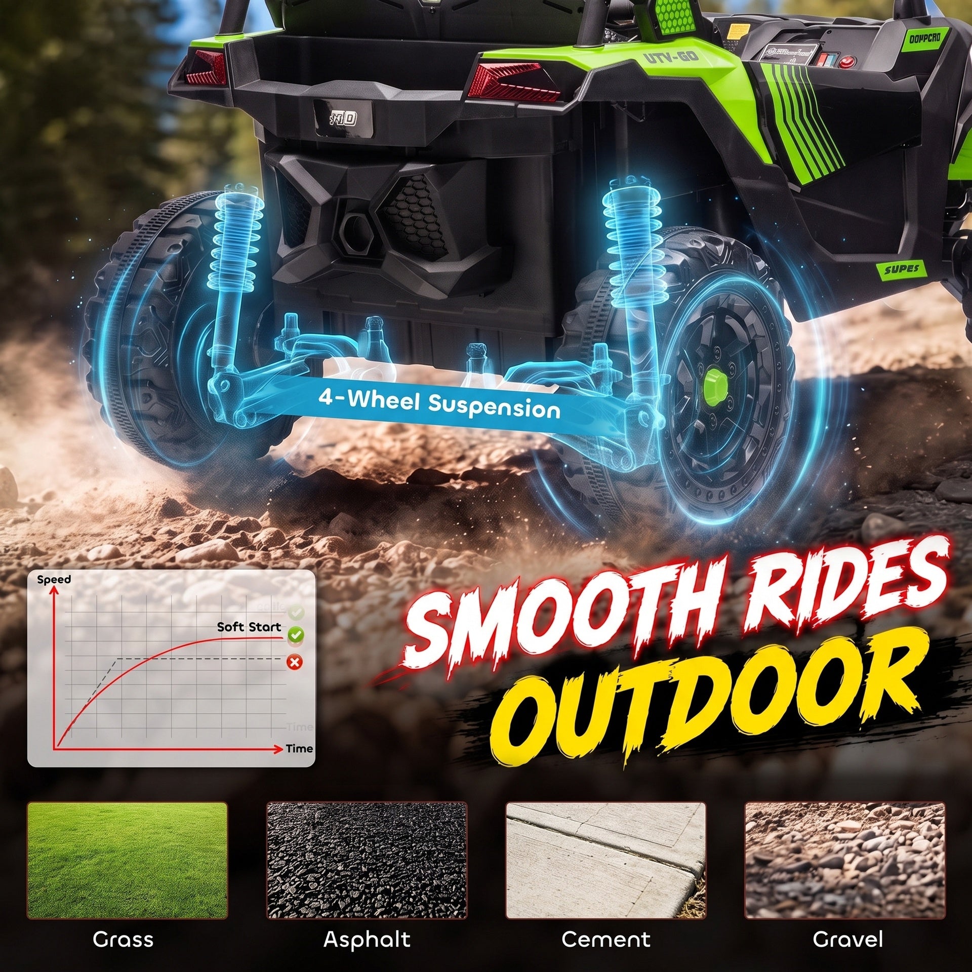 Qaba 24V 2 Seater Ride On Truck Car for Big Kids with Remote Control, Dual Motors, 4-Wheel Suspension for Ages 3-8, Green