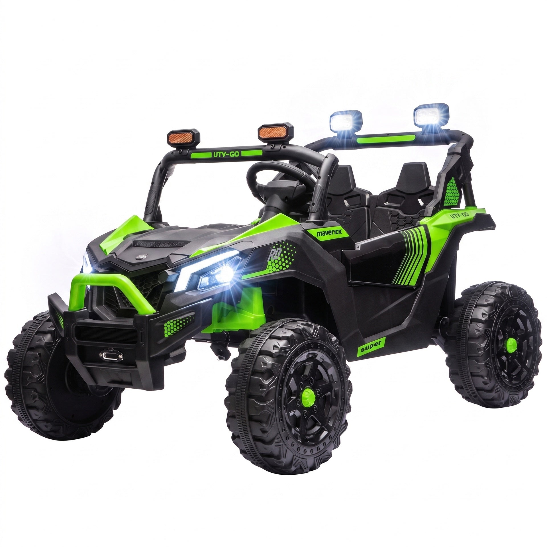 Qaba 24V 2 Seater Ride On Truck Car for Big Kids with Remote Control, Dual Motors, 4-Wheel Suspension for Ages 3-8, Green