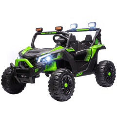 Qaba 24V 2 Seater Ride On Truck Car for Big Kids with Remote Control, Dual Motors, 4-Wheel Suspension for Ages 3-8, Green