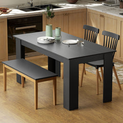 HOMCOM 63" Dining Table for 4-6 People, Modern Rectangular Kitchen Table for Dining Room, Living Room, Black Wood Effect