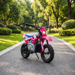 Qaba 36V Electric Dirt Bike for Kids with Brushless Motor, Up to 9.9 MPH, Inflatable Tires and Rear Suspension, Pink
