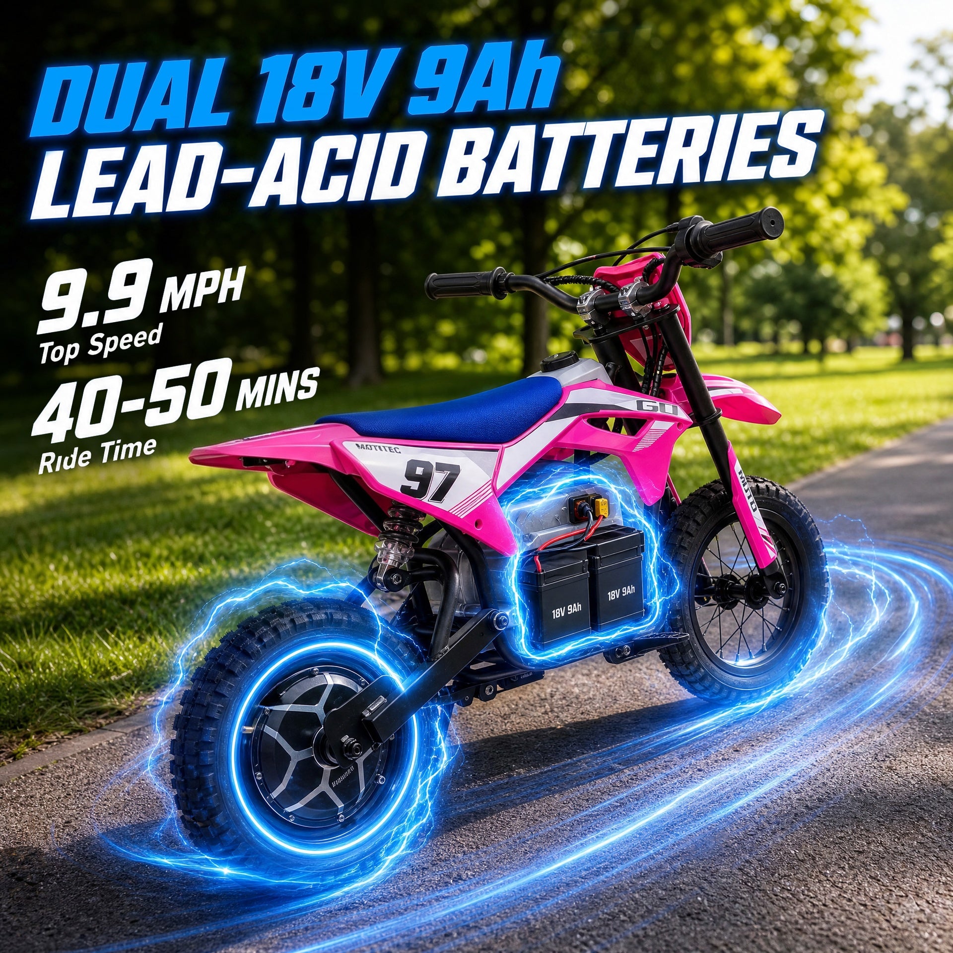 Qaba 36V Electric Dirt Bike for Kids with Brushless Motor, Up to 9.9 MPH, Inflatable Tires and Rear Suspension, Pink