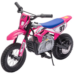 Qaba 36V Electric Dirt Bike for Kids with Brushless Motor, Up to 9.9 MPH, Inflatable Tires and Rear Suspension, Pink