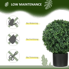 HOMCOM 2 Pack 20.5" Artificial Tree, Ball Boxwood Topiary with Pot for Indoor Home Decoration
