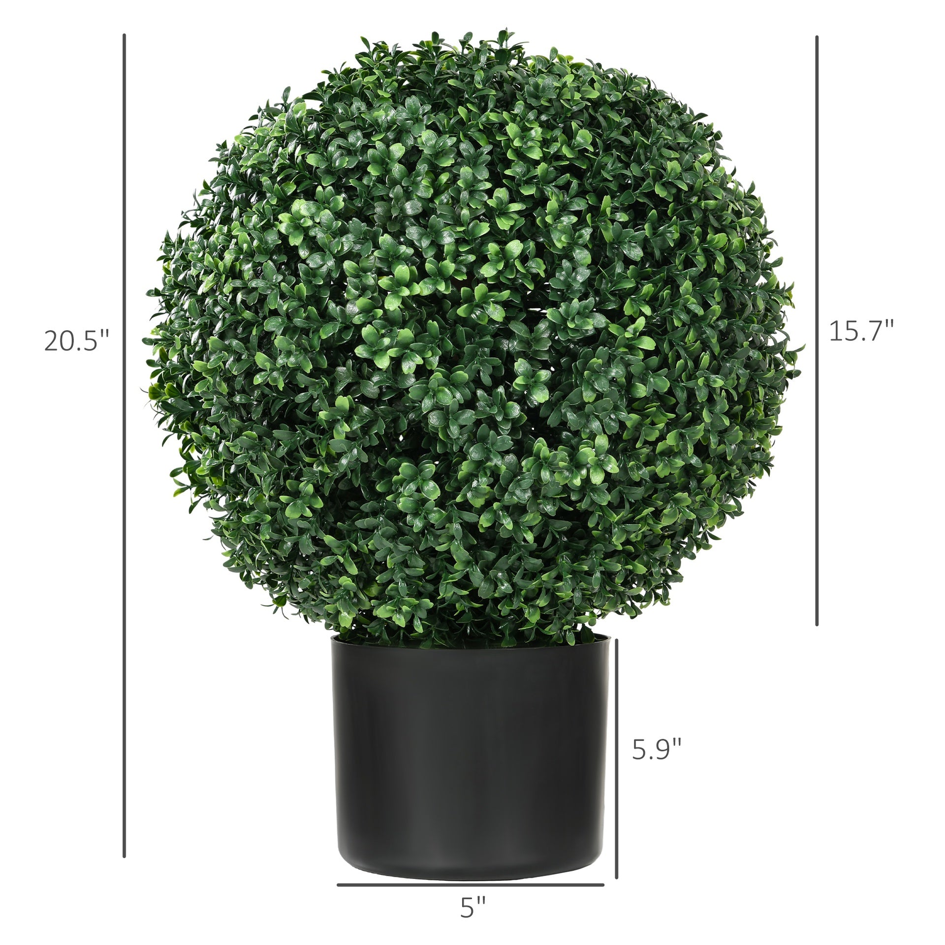 HOMCOM 2 Pack 20.5" Artificial Tree, Ball Boxwood Topiary with Pot for Indoor Home Decoration