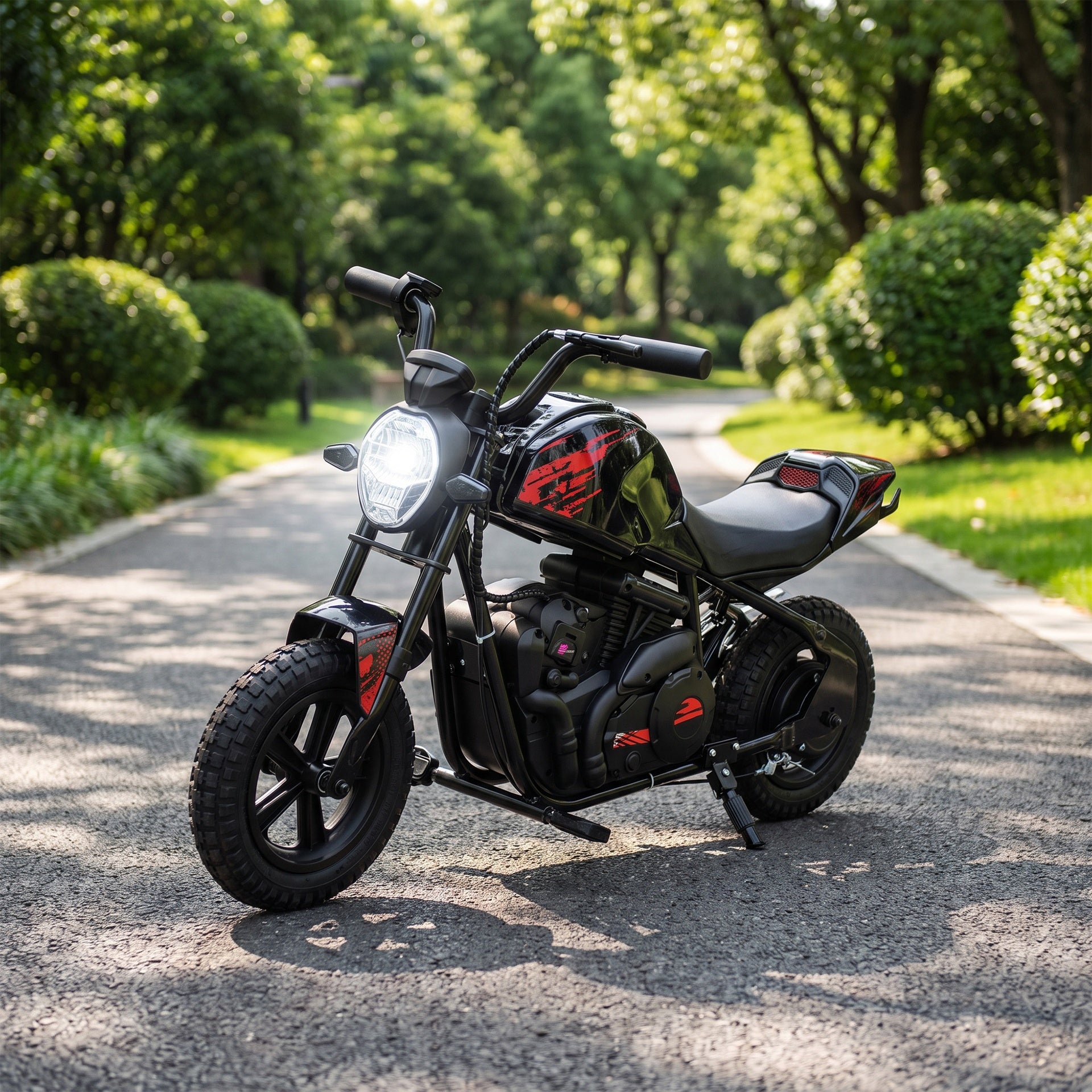 Qaba 24V Kids Electric Motorcycle with 180W Motor, 12" Rubber Tires, Up to 11MPH, Twist Throttle for Ages 6-12, Black