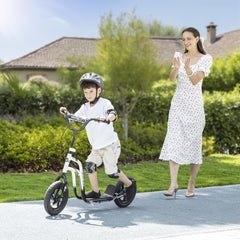 Qaba Kids Scooter, Lightweight Scooter with Adjustable Handlebar, Rear Brake, Kickstand, 12" EVA Wheels, for 5-12 Y, White