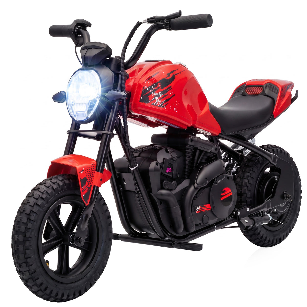 Qaba 24V Kids Electric Motorcycle with 180W Motor, 12" Rubber Tires, Up to 11MPH, Twist Throttle for Ages 6-12, Red