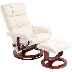 HOMCOM Swivel Recliner with Ottoman Massage, Recliner Chair and Ottoman, Faux Leather Reclining Chair with Remote, Cream White
