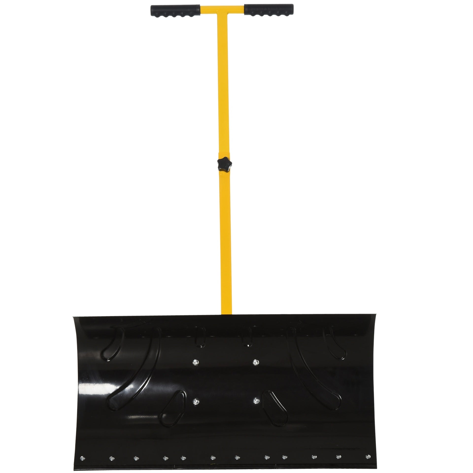 Outsunny 29" Blade Rolling Snow Pusher Shovel with Wheels and Adjustable Handle Yellow