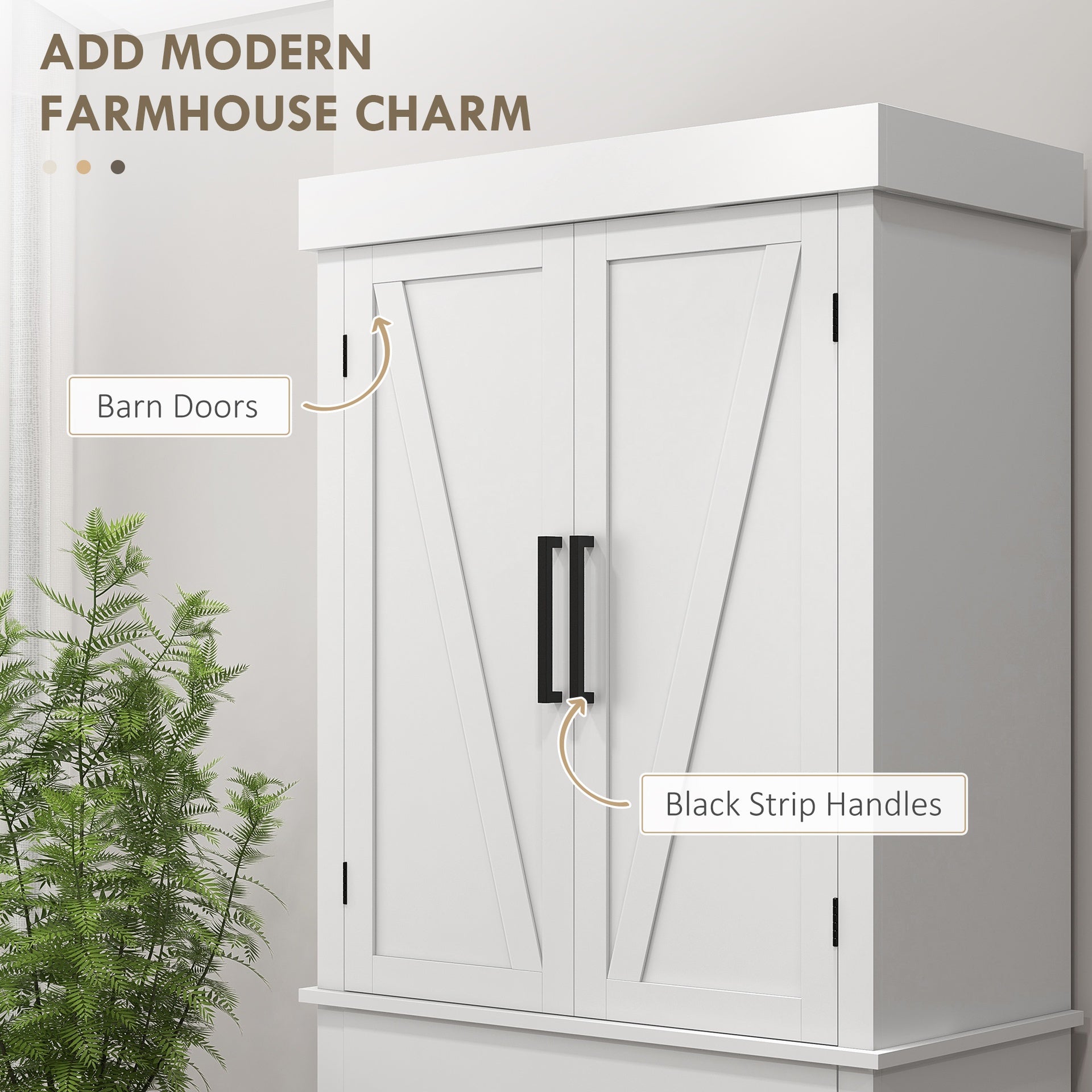 HOMCOM 72" Tall Kitchen Cabinet, Kitchen Pantry Cabinet with Barn Doors, Drawer, 5-Tier Shelf and Adjustable Shelves, White
