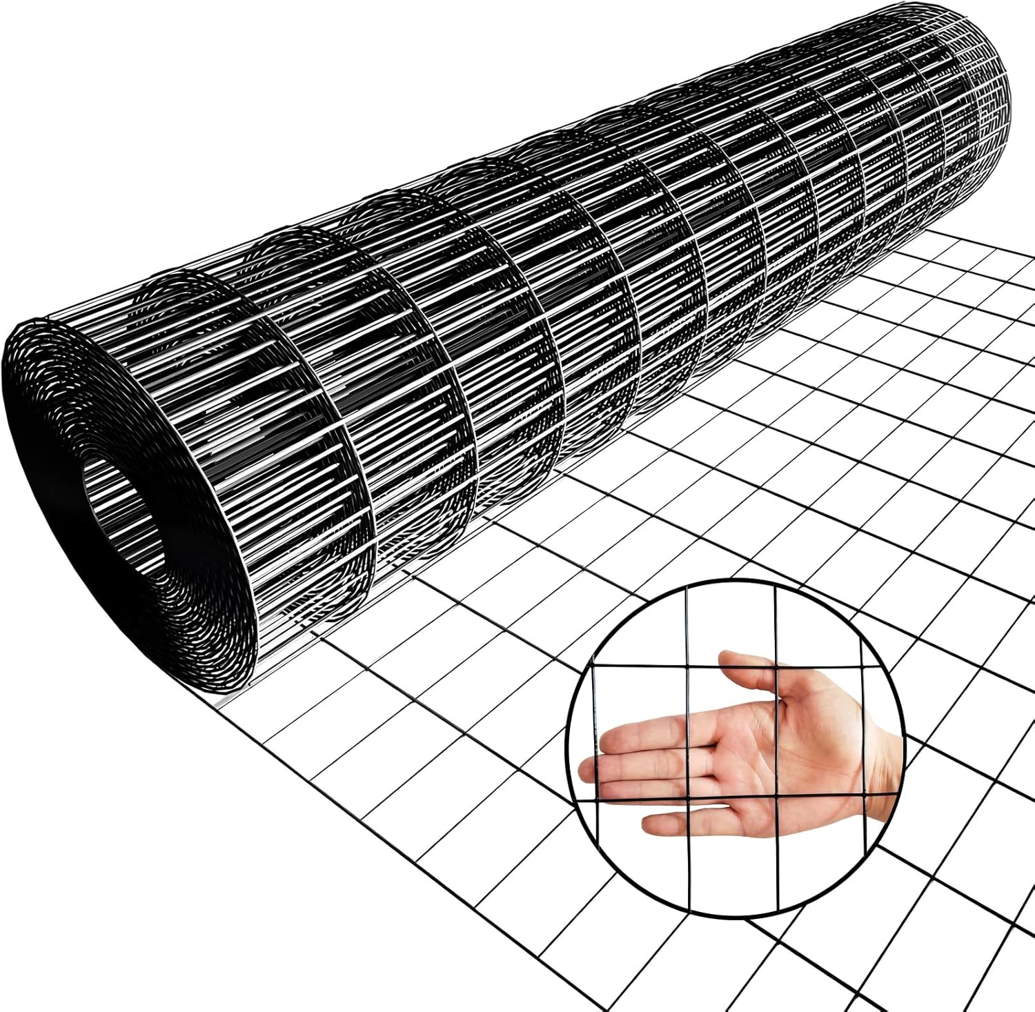 24inch x 50ft Black Vinyl Coated Hardware Cloth 2" X 3" 16Ga Welded Wire Mesh fence, PVC Coated Welded Chicken Wire Fencing, Metal Garden Plant Fencing, for Chicken Coop and Home Improvement