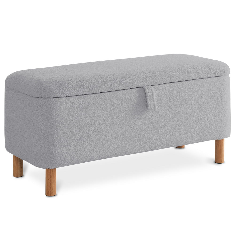 Basics Upholstered Storage Ottoman and Entryway Bench GREY