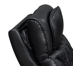 Jazz 84"W Black Leather Aire Transformer Power Reclining Sofa with Power Headrest, LED Lights, Wireless Charging Drop-Down Table, USB & USB-C Ports, Storage & Cupholders