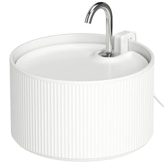 PawHut Ceramic Cat Water Fountain, 2.2L/74oz Pet Water Fountain with Ultra-Quiet Pump, 4-Layer Filtration, Faucet, White
