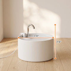 PawHut Ceramic Cat Water Fountain, 2.2L/74oz Pet Water Fountain with Ultra-Quiet Pump, 4-Layer Filtration, Faucet, White