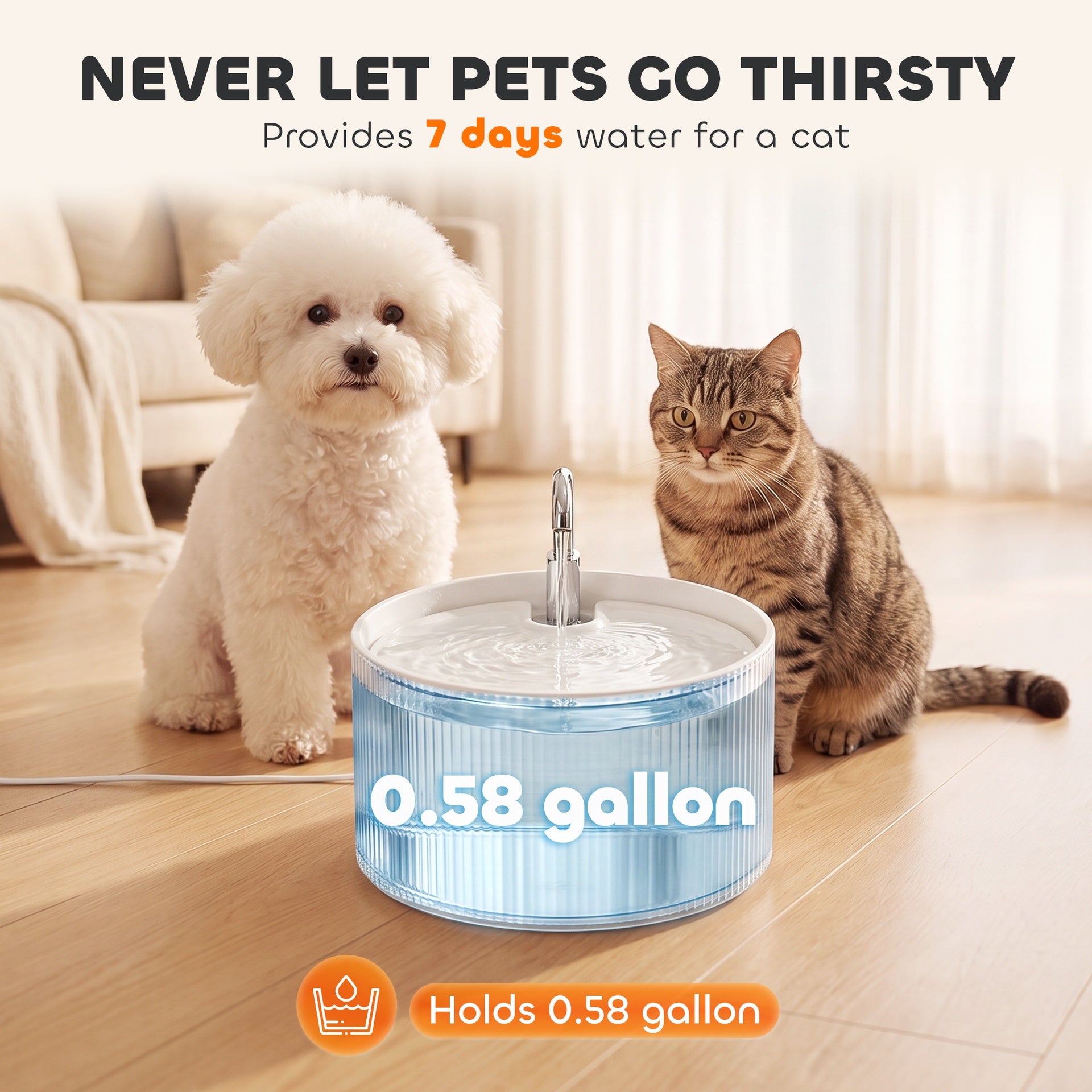 PawHut Ceramic Cat Water Fountain, 2.2L/74oz Pet Water Fountain with Ultra-Quiet Pump, 4-Layer Filtration, Faucet, White
