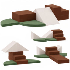 Qaba Foam Climbing Blocks, 8PCS Climbing Toys, Velvet Fabric, Foam, Non-Slip, Kids Soft Play Set for Crawling, Ages 1+, Brown