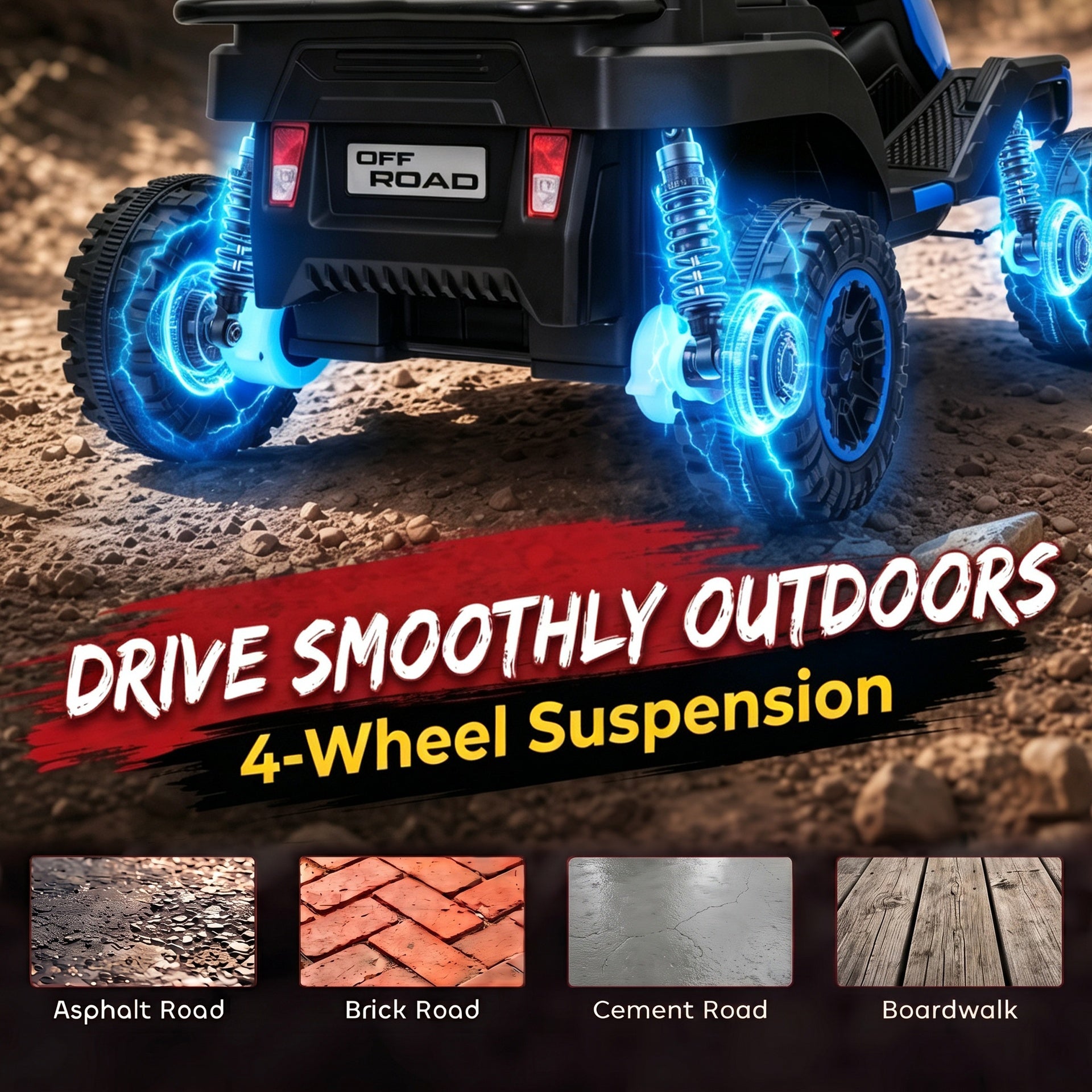 Qaba 24V Kids Electric Ride On Car with Dual Motors, Remote Control, 4-Wheel Suspension, Soft Start for 3-6 Years, Blue