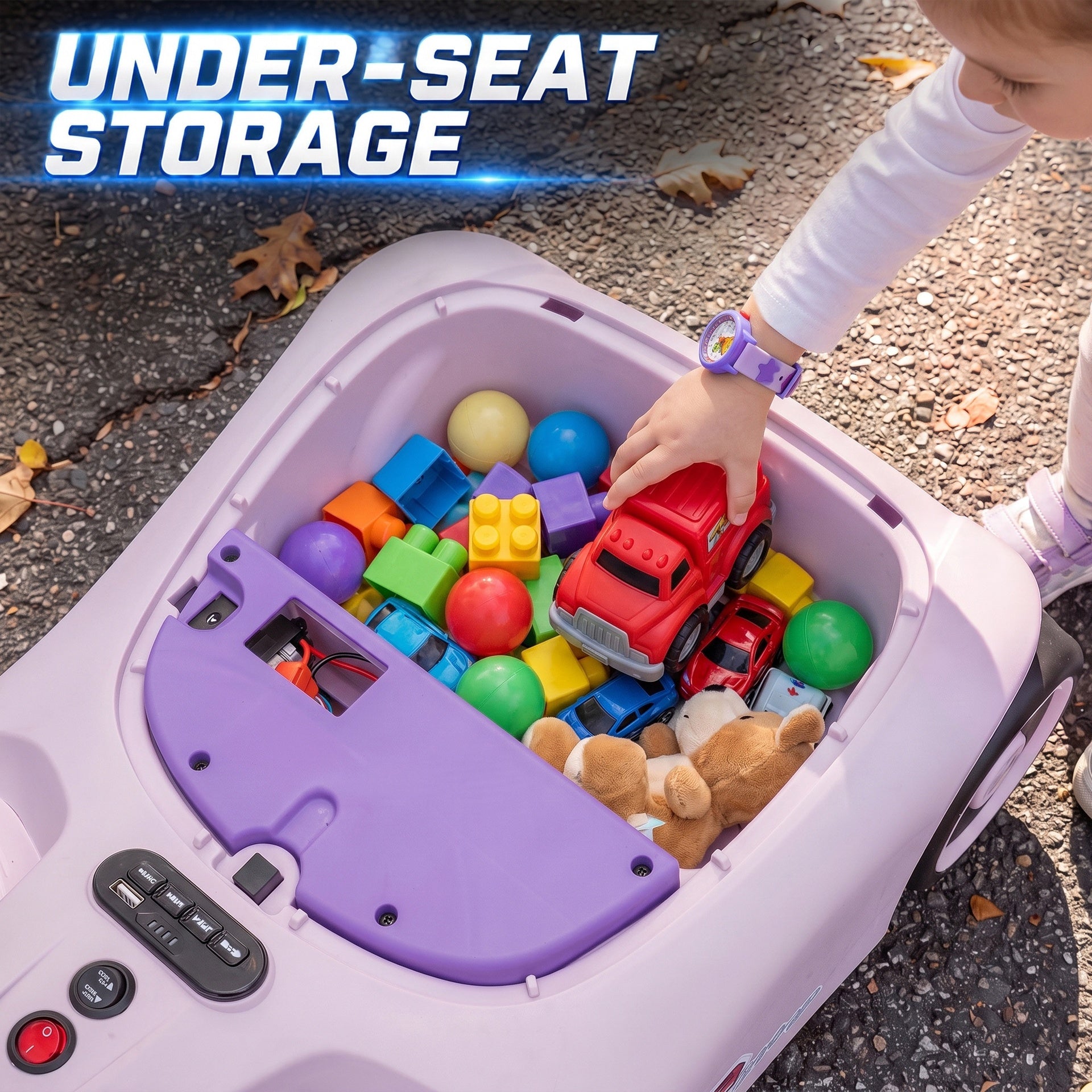 Qaba 12V Electric Wiggle Car with Convertible Steering Wheel Pull Handle, 2 Speed, Music, Lights for 3-5 Years, Purple, Light Pink, Black