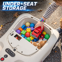 Qaba 12V Electric Wiggle Car with Convertible Steering Wheel Pull Handle, 2 Speed, Music, Lights for 3-5 Years, White