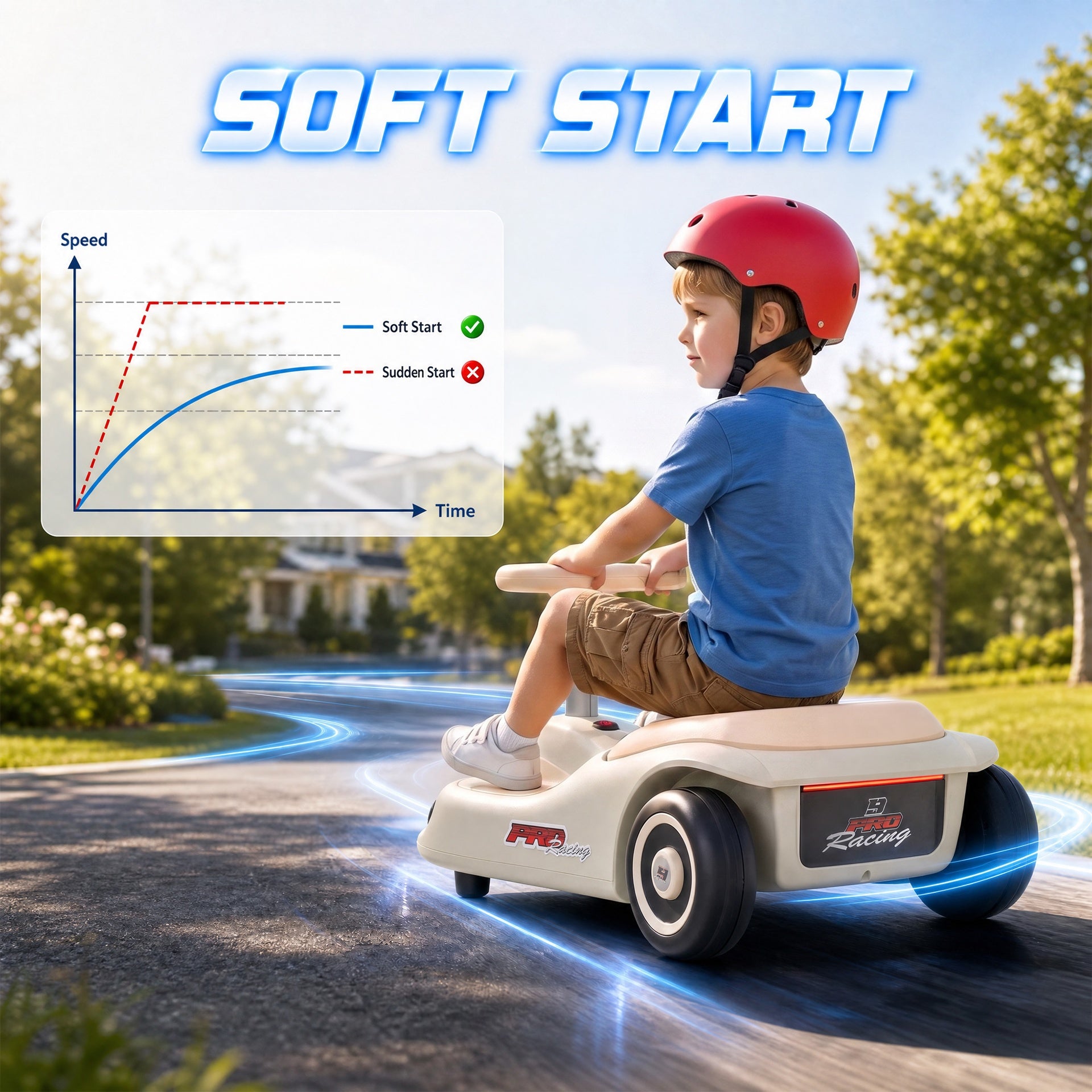 Qaba 12V Electric Wiggle Car with Convertible Steering Wheel Pull Handle, 2 Speed, Music, Lights for 3-5 Years, White