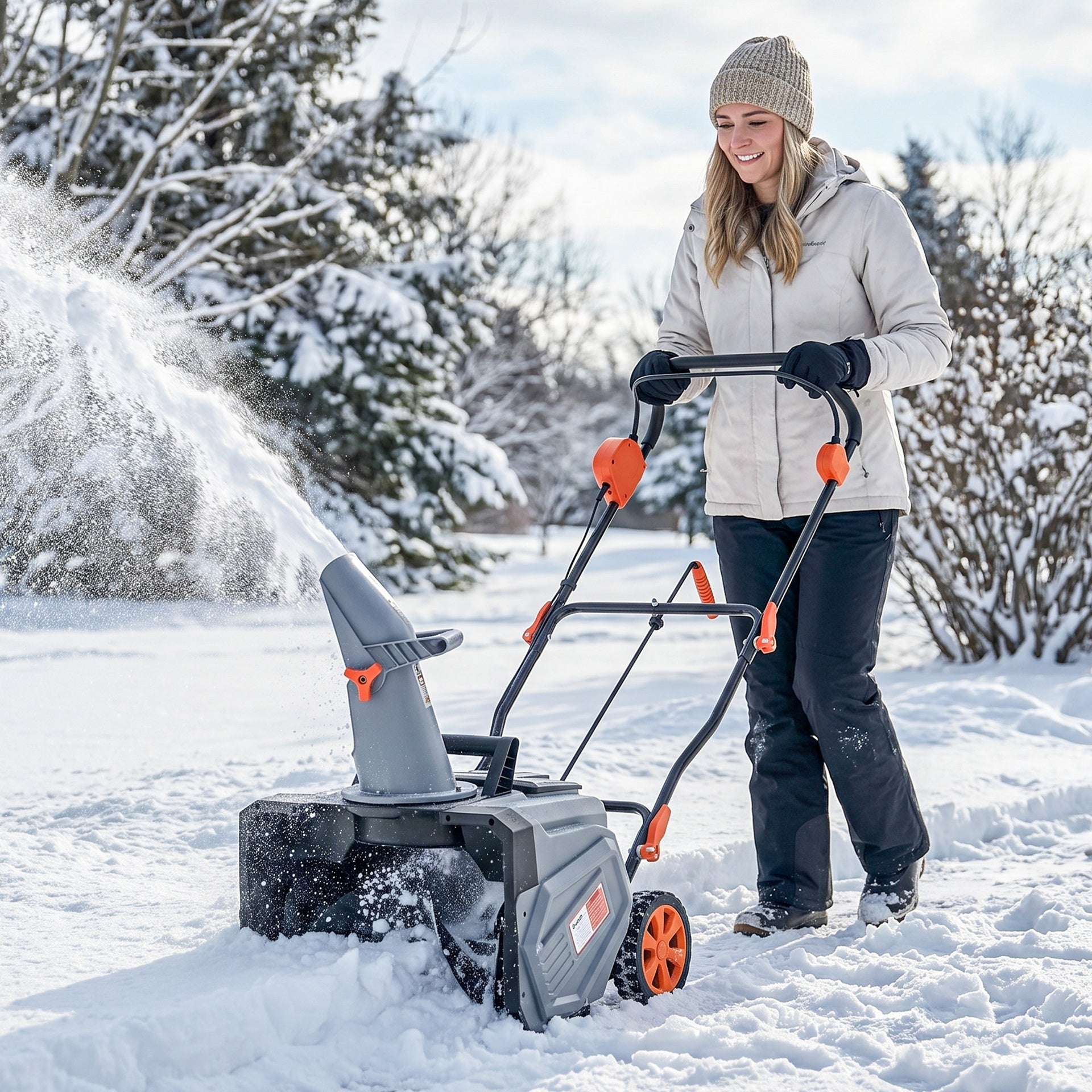 Outsunny 40V 18" Cordless Snow Blower with PU Auger, 1400W Brushless Motor, 12" Depth, Two 4.0Ah Batteries & Fast Charger