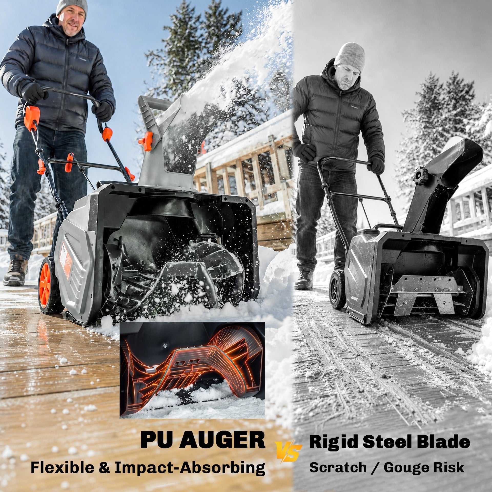 Outsunny 40V 18" Cordless Snow Blower with PU Auger, 1400W Brushless Motor, 12" Depth, Two 4.0Ah Batteries & Fast Charger