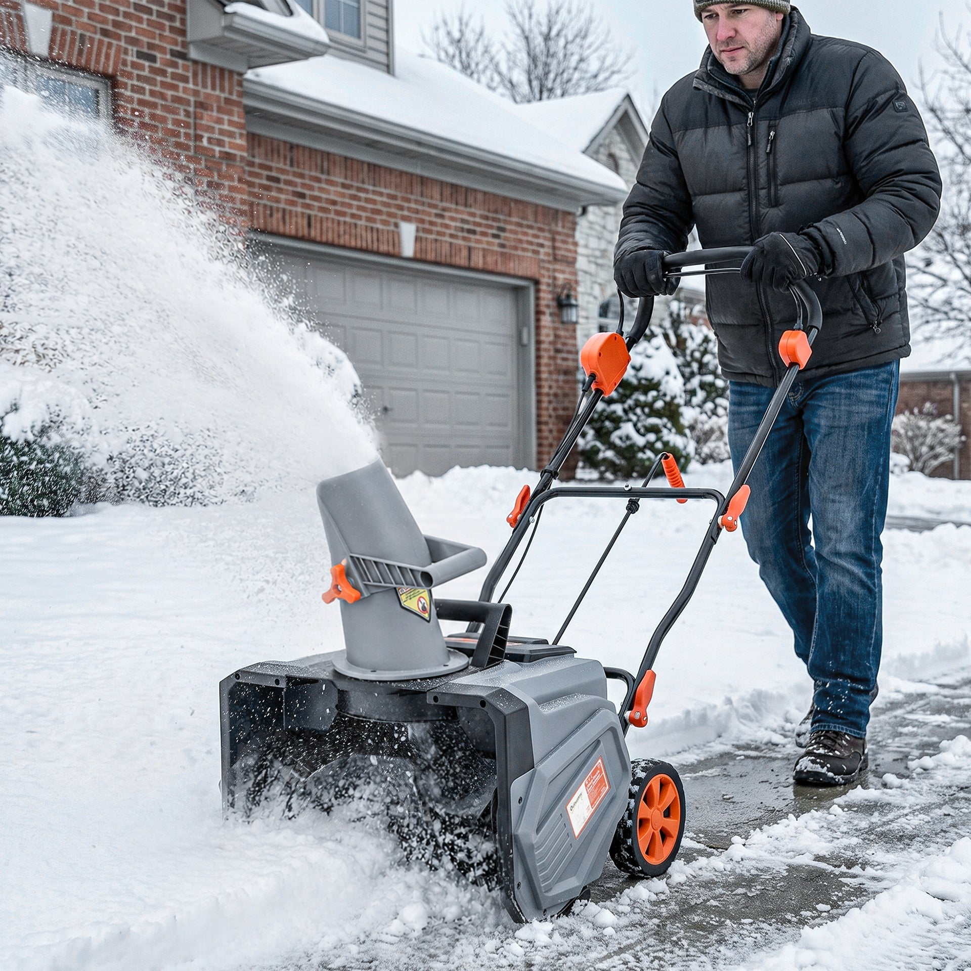 Outsunny 40V 18" Cordless Snow Blower with PU Auger, 1400W Brushless Motor, 12" Depth, Two 4.0Ah Batteries & Fast Charger