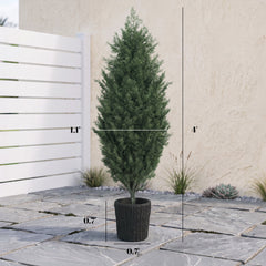 HOMCOM 4ft Artificial Christmas Tree Set of 2, UV Resistant Faux Cedar Tree with 291 PE Branch Tips and Pot, Green