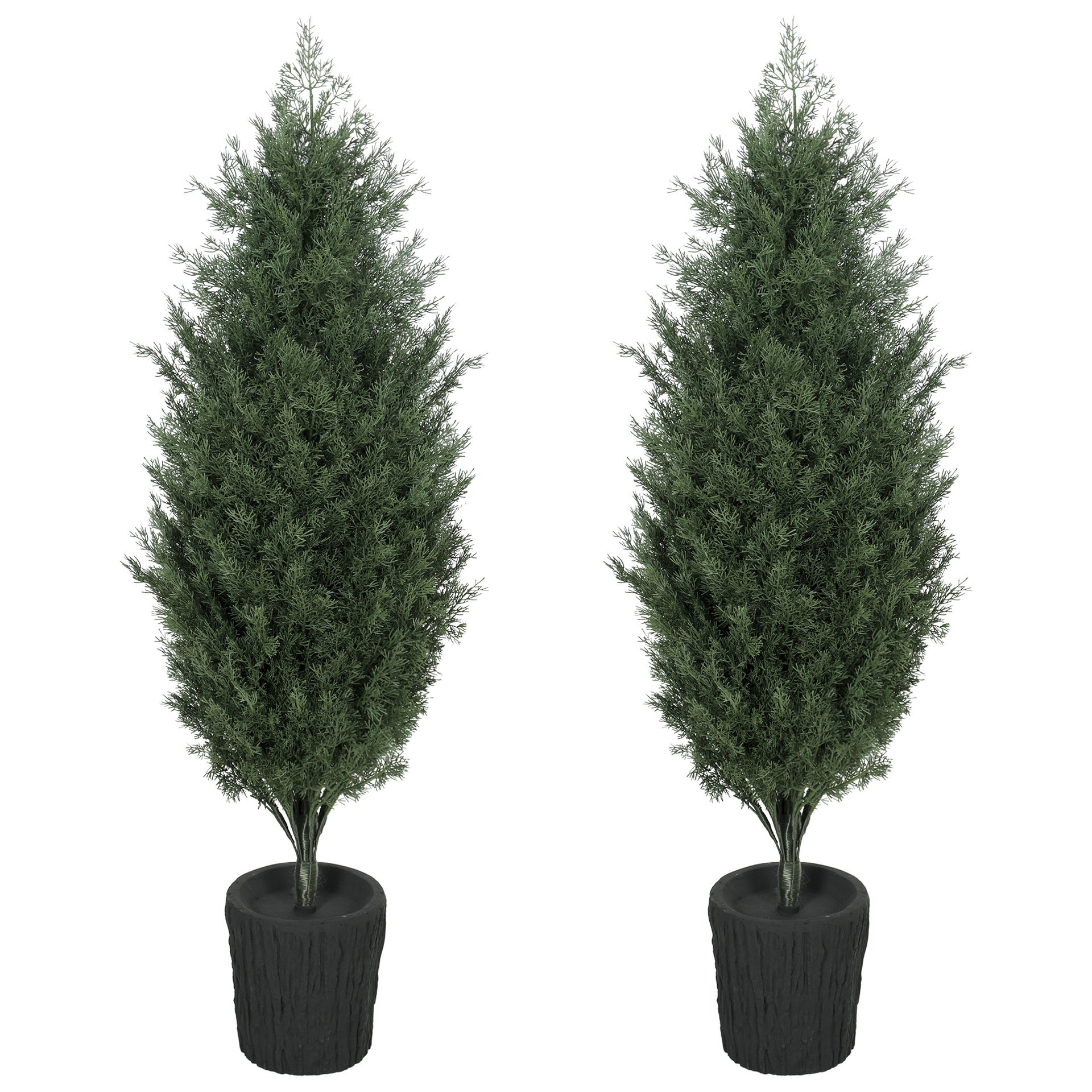 HOMCOM 4ft Artificial Christmas Tree Set of 2, UV Resistant Faux Cedar Tree with 291 PE Branch Tips and Pot, Green