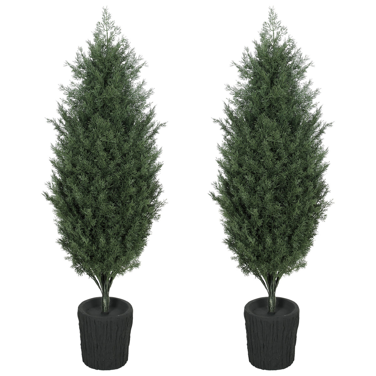 HOMCOM 4ft Artificial Christmas Tree Set of 2, UV Resistant Faux Cedar Tree with 291 PE Branch Tips and Pot, Green