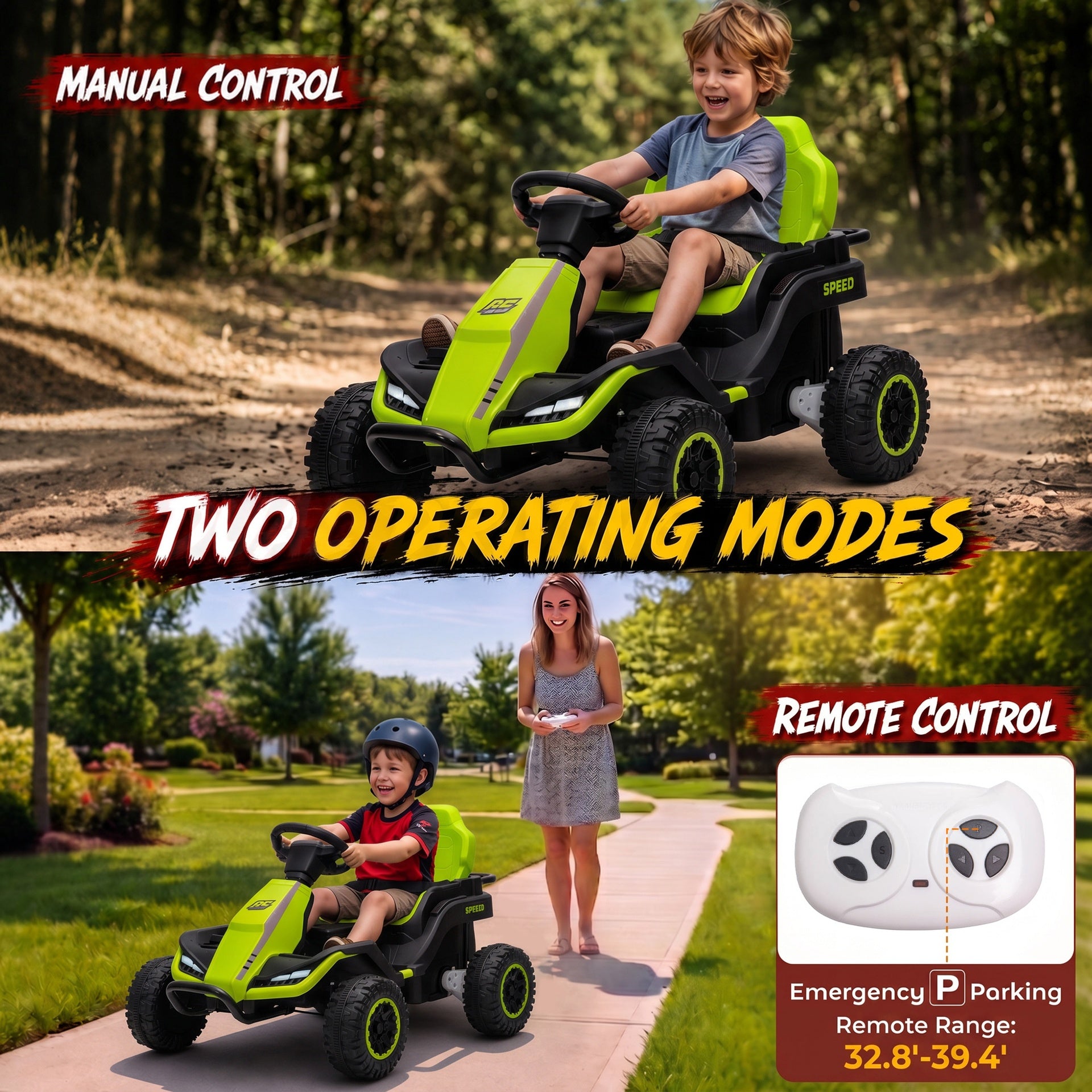 Qaba 24V Kids Electric Ride On Car with Dual Motors, Remote Control, 4-Wheel Suspension, Soft Start for 3-6 Years, Green