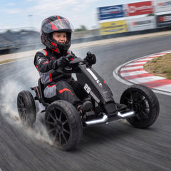 Qaba 12V Electric Go Kart for Kids with Dual Motors, Adjustable Seat, Soft Start, LED Lights, EVA Wheels, for Age 3-6, Black