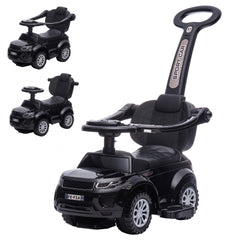 Aosom 3 In 1 Push Cars for Toddlers Kid Ride on Push Car Stroller Sliding Car with Horn Music Light Function, Black