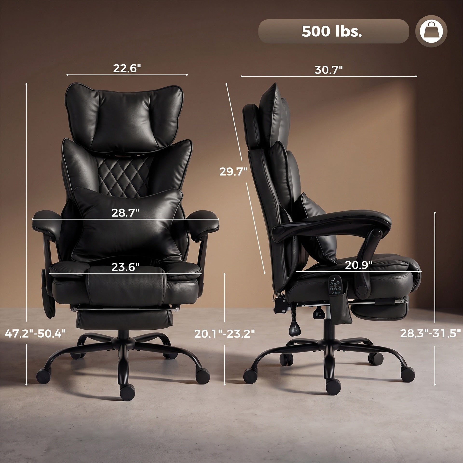 HOMCOM High Back Vibration Massage Office Chair, Heated Reclining PU Leather Computer Chair with Headrest, Black