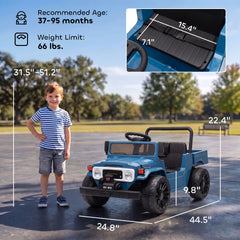 Qaba Licensed Toyota Pickup Ride on Truck, 24V Kids Electric Car with Dual Motors, Up to 3.7MPH for Kids 3-8 Years Blue