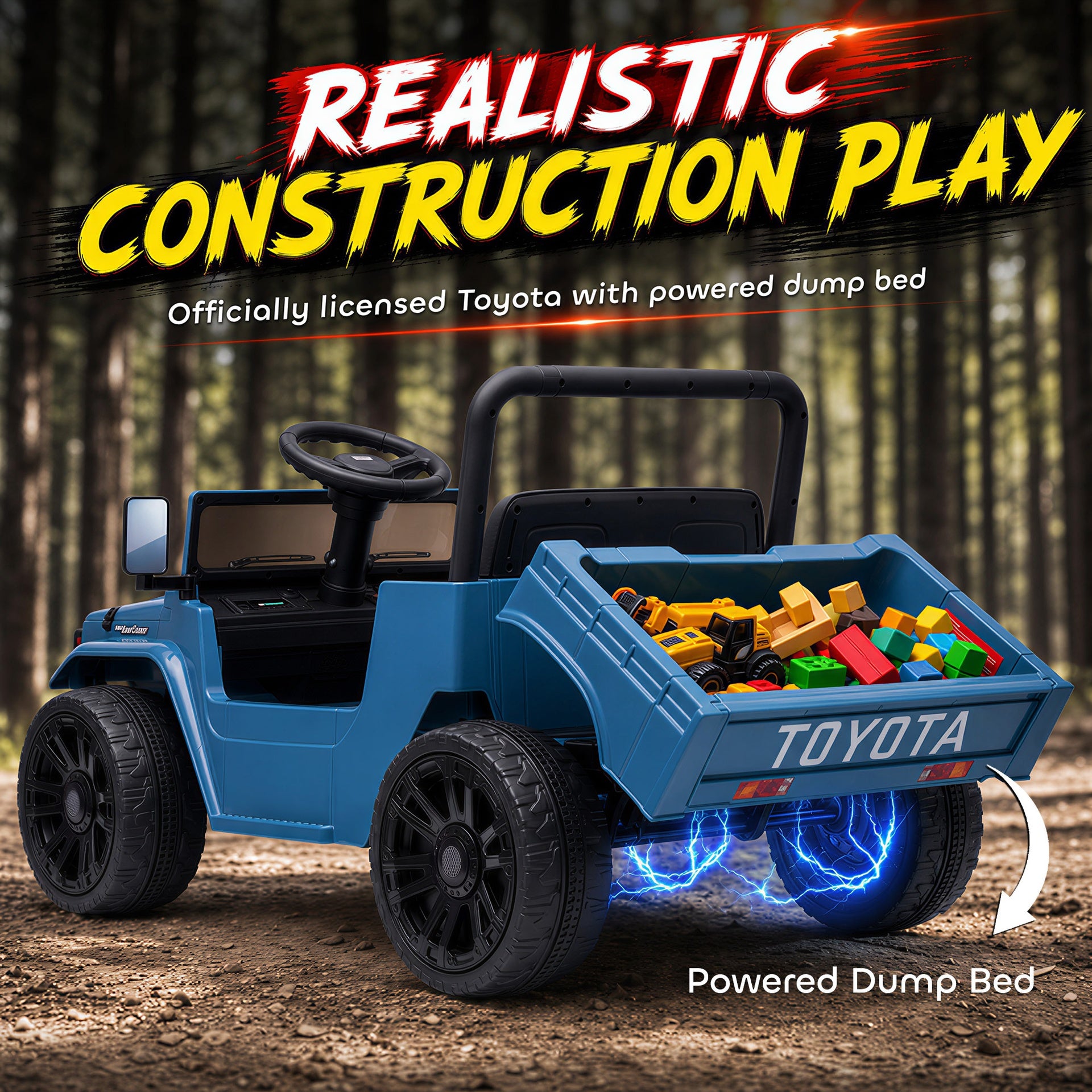Qaba Licensed Toyota Pickup Ride on Truck, 24V Kids Electric Car with Dual Motors, Up to 3.7MPH for Kids 3-8 Years Blue