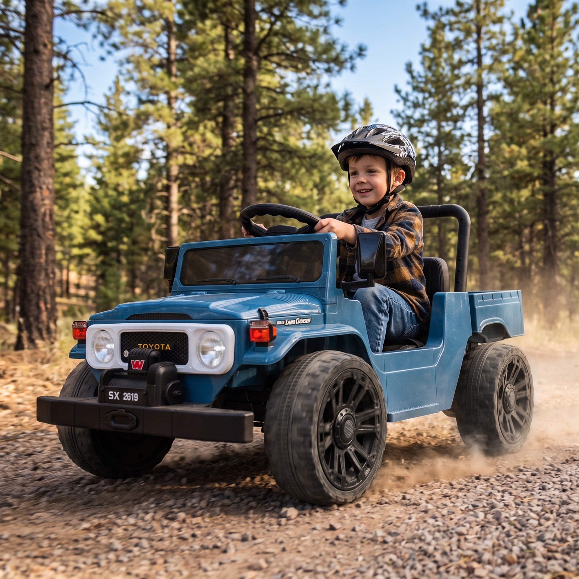 Qaba Licensed Toyota Pickup Ride on Truck, 24V Kids Electric Car with Dual Motors, Up to 3.7MPH for Kids 3-8 Years Blue