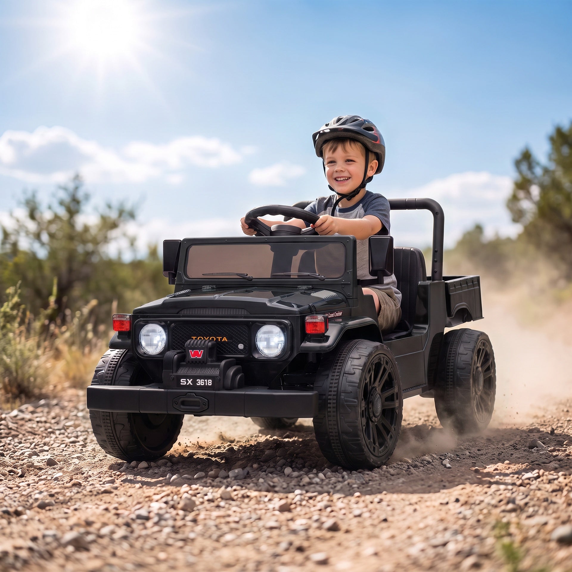 Qaba Licensed Toyota Pickup Ride on Truck, 24V Kids Electric Car with Dual Motors, Up to 3.7MPH for Kids 3-8 Years Black