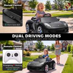 Qaba 12V Kids Ride On Car, Licensed Porsche Carrera GT with Remote, Rear Suspension, Smooth Start for Ages 3-6, Black