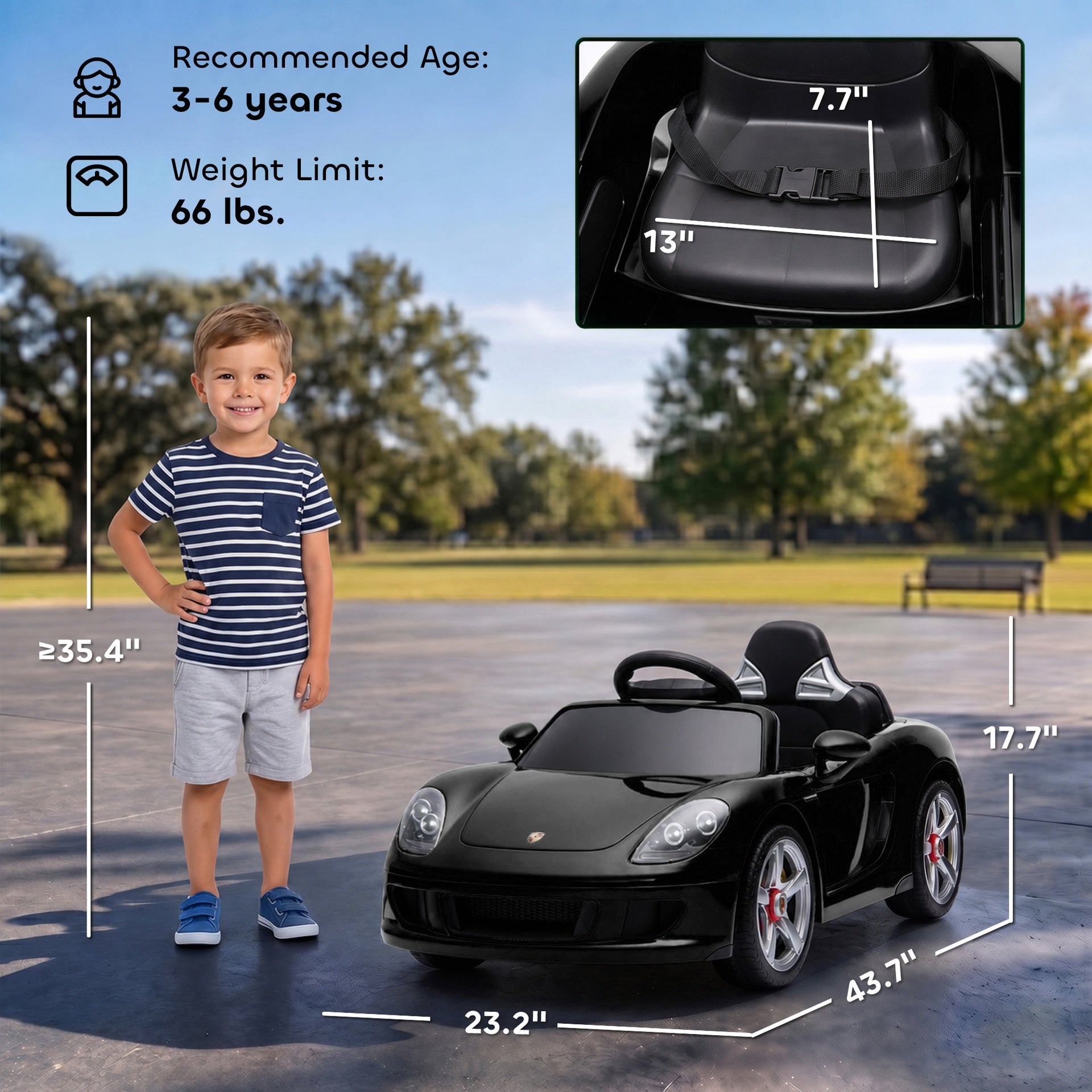 Qaba 12V Kids Ride On Car, Licensed Porsche Carrera GT with Remote, Rear Suspension, Smooth Start for Ages 3-6, Black