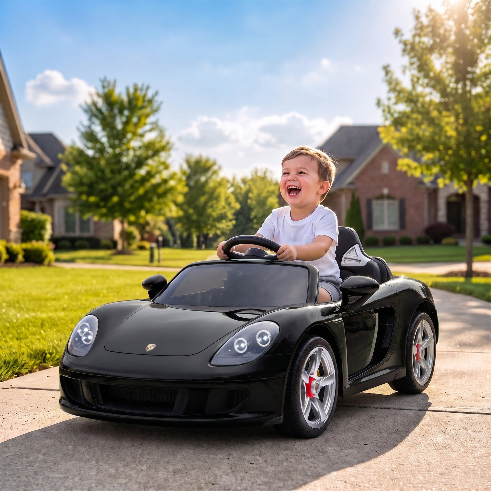 Qaba 12V Kids Ride On Car, Licensed Porsche Carrera GT with Remote, Rear Suspension, Smooth Start for Ages 3-6, Black