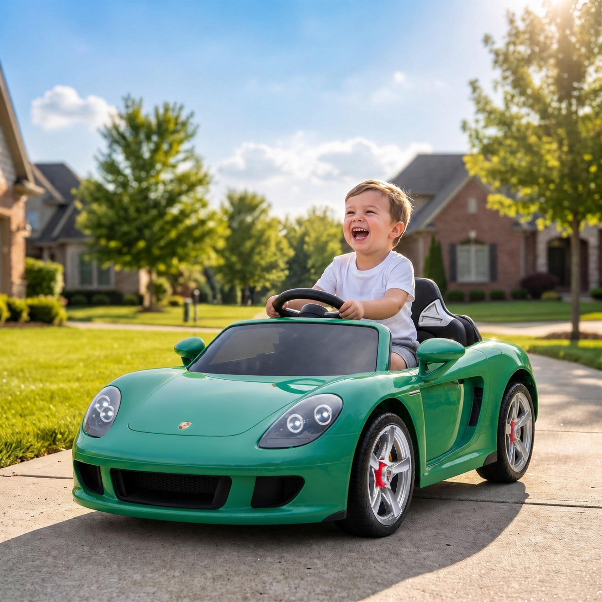 Qaba 12V Kids Ride On Car, Licensed Porsche Carrera GT with Remote, Rear Suspension, Smooth Start for Ages 3-6, Green