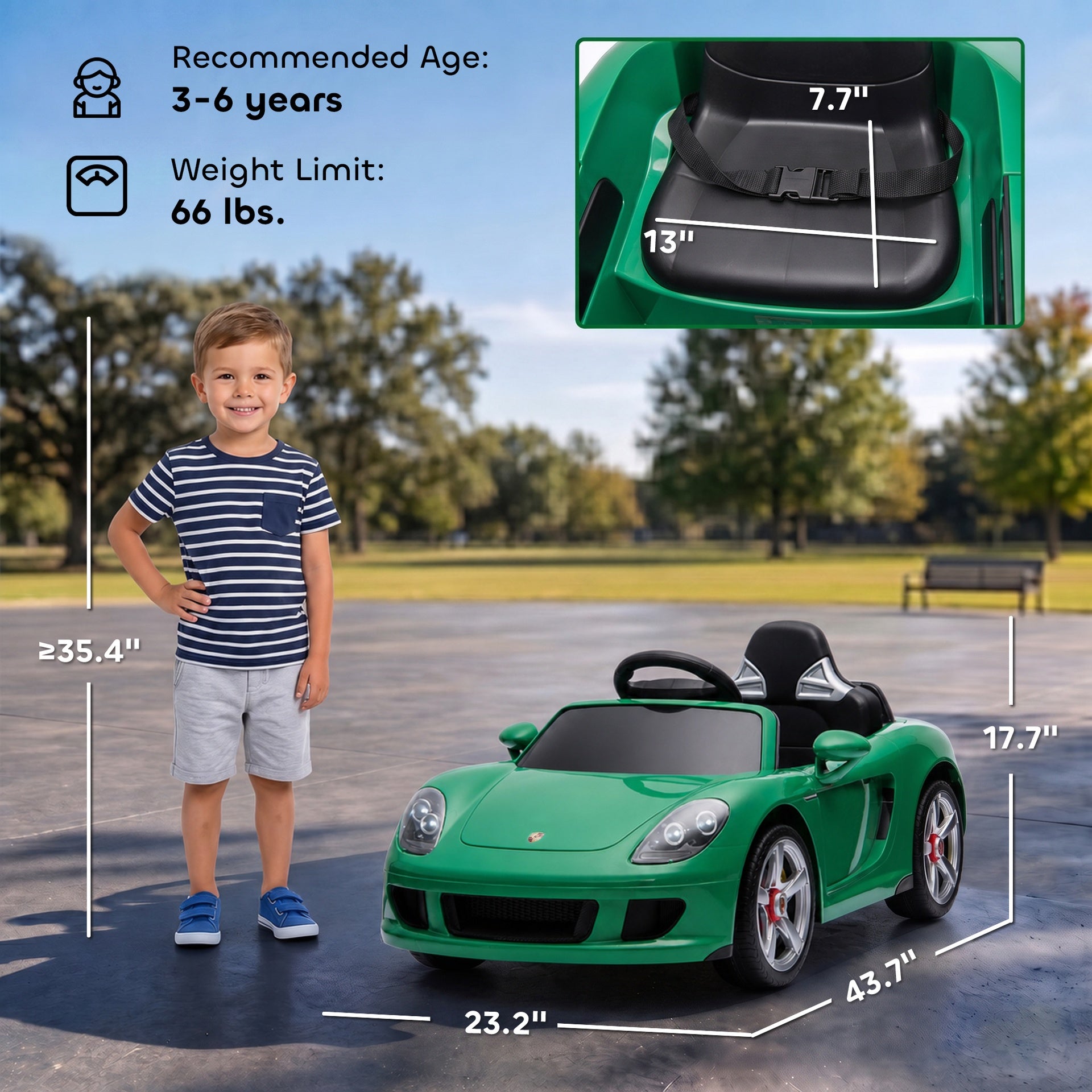 Qaba 12V Kids Ride On Car, Licensed Porsche Carrera GT with Remote, Rear Suspension, Smooth Start for Ages 3-6, Green