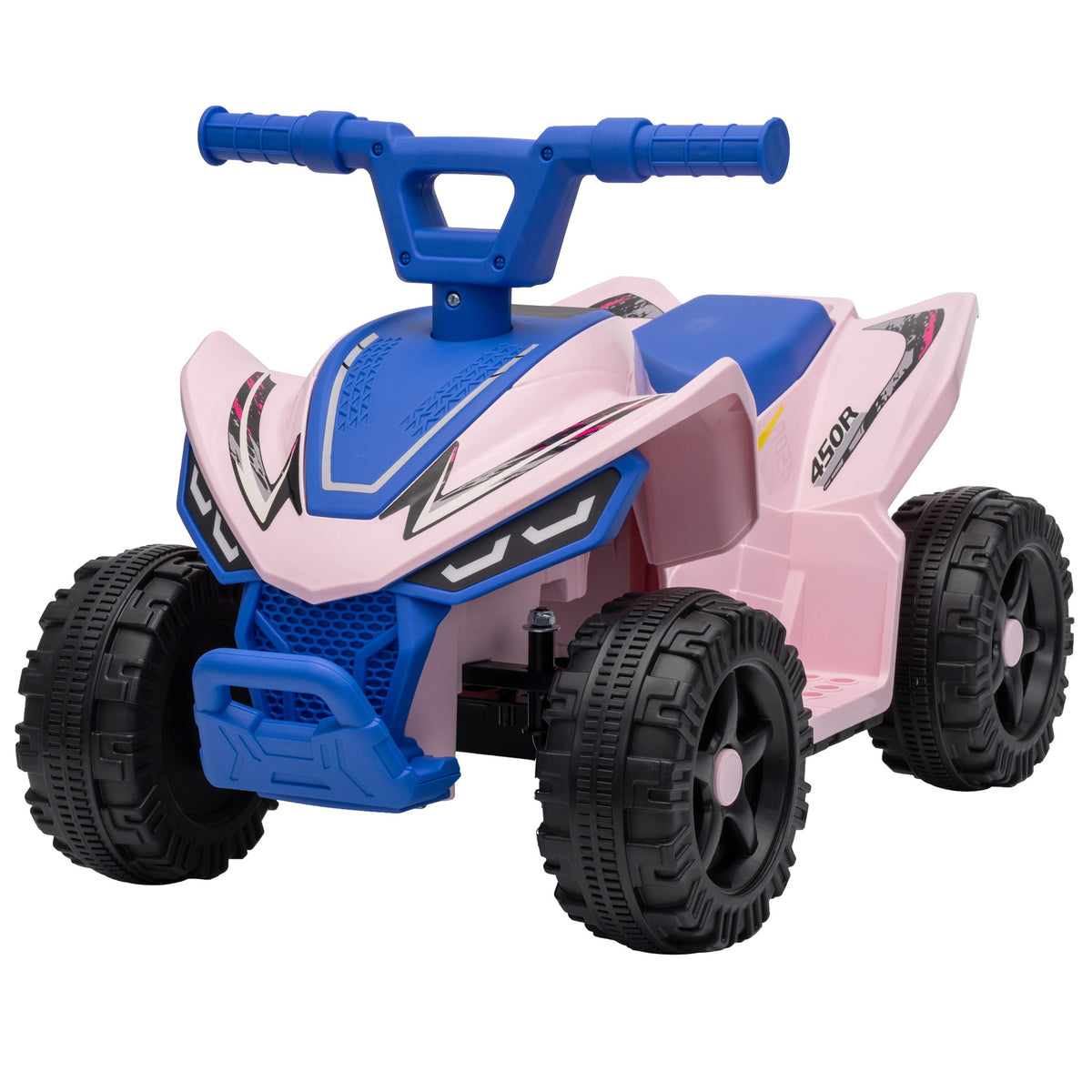 Qaba Kids ATV, 6V Battery Powered Kids Quad with 4 Wheeler, Handlebar Button Control, Max 1.2MPH, Max 55lbs Load, Blue