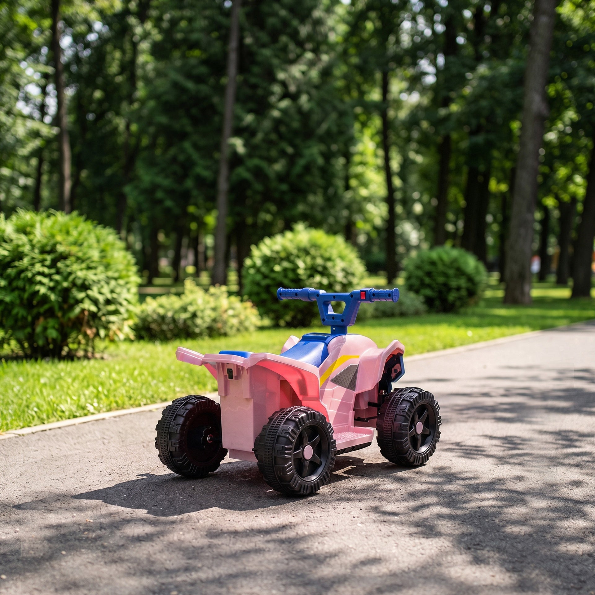 Qaba Kids ATV, 6V Battery Powered Kids Quad with 4 Wheeler, Handlebar Button Control, Max 1.2MPH, Max 55lbs Load, Blue